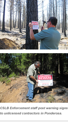 CSLB staff posting sign in diaster area